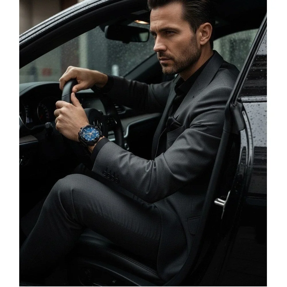 Diesel Mens Spiked Chronograph Watch DZ4609B Black Stainless Steel‎
